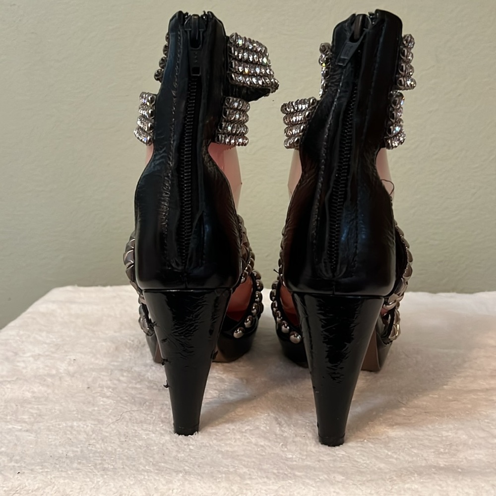 Jeffrey Campbell Ibiza Black Leather With Rhinestones And Studs Size 7 - Picture 5 of 12